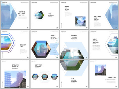 Brochure layout of square format covers design templates for square flyer leaflet, brochure design, report, presentation, magazine cover. Corporate identity business concept background with hexagons.