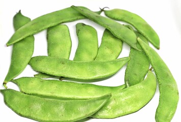 fresh green beans isolated on white background