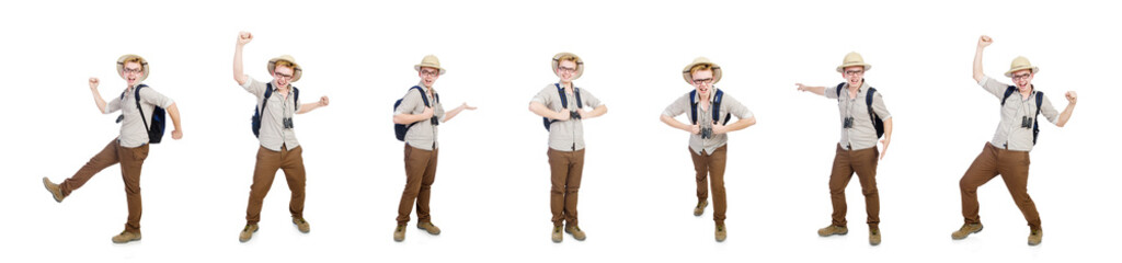 Obraz premium Man in safari hat in hunting concept