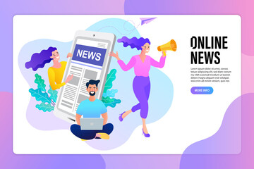 Online reading news. E-mail news, subscription, promotion flat vector illustration design.