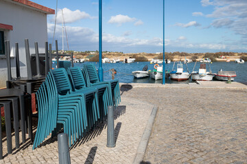 Hafenscene in Fuseta, Algarve, Portugal