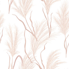 Motif vectoriel continu d& 39 herbe de pampa sèche. Fond d& 39 automne floral aquarelle. Illustration de texture d& 39 automne Boho