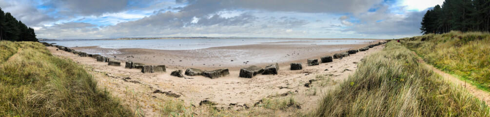 Anti Tank Blocks and River Tay from Tentsmuir Forest