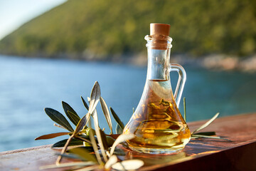 Obraz premium olive oil in the bottle