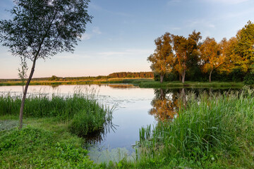 autumn landscape with lake