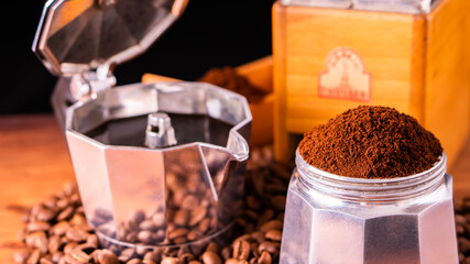 Fresh cafe for morning breakfast refresh caffeine white cup roasted organic coffee bean farm in...