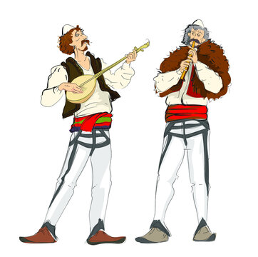 music folk Albanian traditional instrument drawing