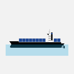 Cargo ship with blue containers