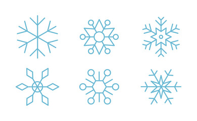 Snowflakes icon collection. Set of snow flake icons. Geometric shapes for christmas and new year decoration.