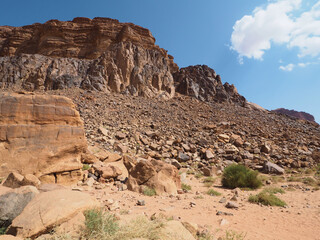 Rock formation on the desert, carved by wind and sand stormes