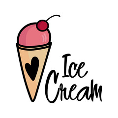 ice cream icon over white background, ice cream logo, flat style, vector illustration 