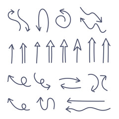 Hand drawn arrows collection. Arrow doodle set. Hand drawn graphic elements.