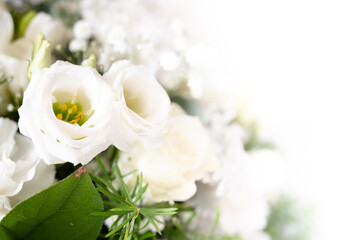White wedding bouquet background