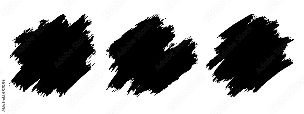 Fototapete brush lines set. vector black paint brush spots, highlighter lines or felt-tip pen marker. ink smudg