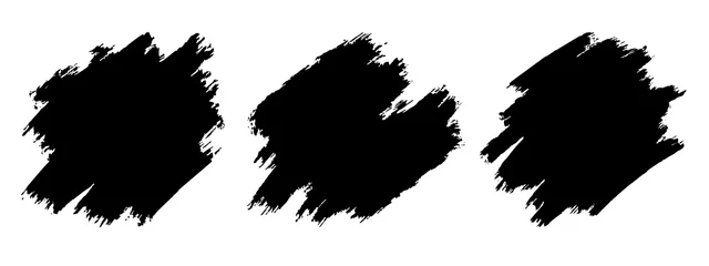 Zelfklevend Fotobehang Brush lines set. Vector black paint brush spots, highlighter lines or felt-tip pen marker. Ink smudge abstract shape stains and smear set with texture - Vector © Alena