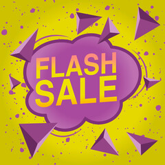 Frash sale speech baloon. Purple triangles around callout. "FLash sale" boom inspiration.