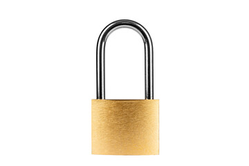 Padlock gold padlock isolated on white background.