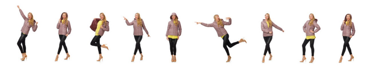 Obraz premium Pretty girl in winter jacket isolated on white