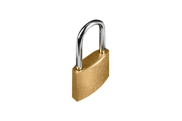 Naklejka premium Padlock golden lock in isometric view isolated on white background.