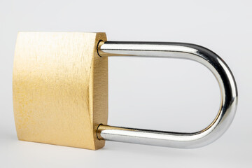 Padlock gold padlock isolated on white background.