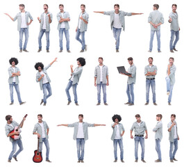 Obraz premium collage of portraits of modern cheerful guy