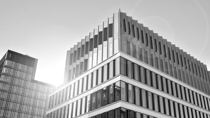 Abstract modern architecture with high contrast black and white tone. Architecture of geometry at...