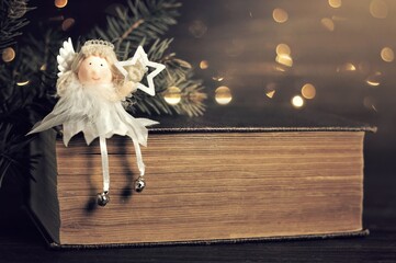 Christmas angel decoration holding Christmas star