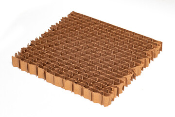 Inner cardboard honeycomb structure of reboard material isolated on white