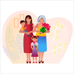 Mothers Day. International world holiday. The idea is to spend time together, to be with your family. Can be used to create collages in web design