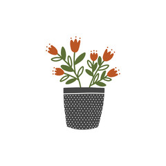 Cute vector illustration of a flower pot isolated on white background.