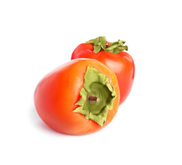 Delicious fresh ripe persimmons isolated on white