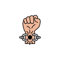 broken, chain, hand, coronavirus line illustration icon. Signs and symbols can be used for web, logo, mobile app, UI, UX
