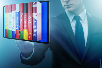 Online language learning with businessman