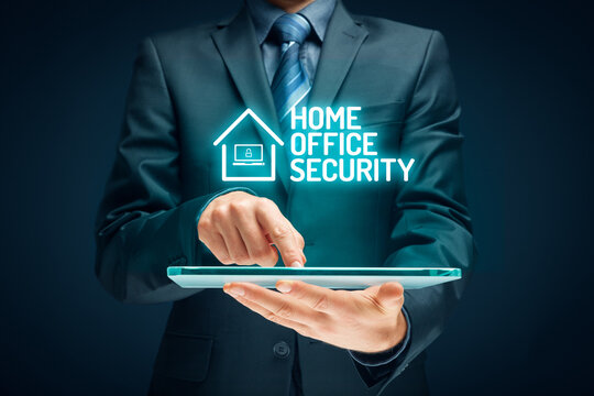 Cybersecurity concept with home office in covid-19 times