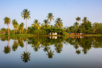 Fototapeta na wymiar The beautiful backwaters of Kerala, India