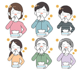 花粉症で鼻を激しくかむ　家族