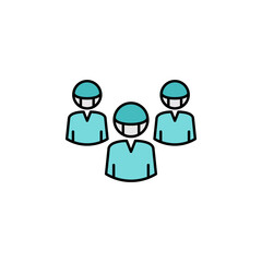 group people after coronavirus line illustration icon. Signs and symbols can be used for web, logo, mobile app, UI, UX