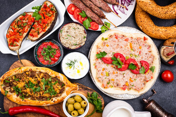 Fototapeta na wymiar Traditional Turkish or Middle eastern dishes