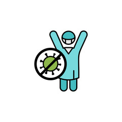 doctors kill coronavirus line illustration icon. Signs and symbols can be used for web, logo, mobile app, UI, UX
