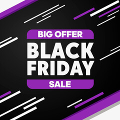 Flyer Black Friday burger form. Purple abstract square banner.