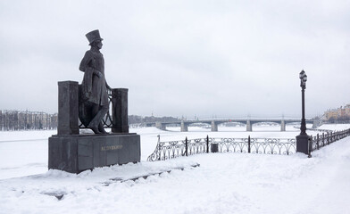 monument in Tver in winter