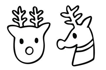Reindeer doodle vector Christmas holidays season draw and phrases for cards, banners, posters, scrapbooking, pillow, cups and clothes design. 