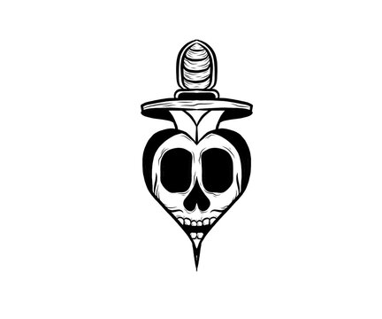 heart and knife skull