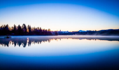 Sunrise at Lake Kirchsee near Bad Toelz in Bavaria