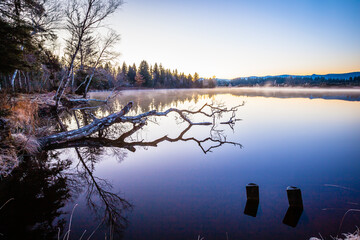 Lake Kirchsee near Bad Toelz in Bavaria, Germany