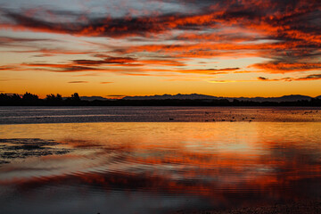 sunset over the river