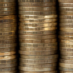 stacks of copper coins for investment or shopping