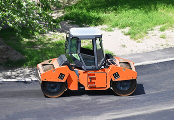 Red asphalt paver