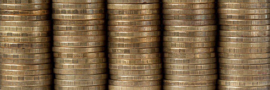 copper coins stacked in piles