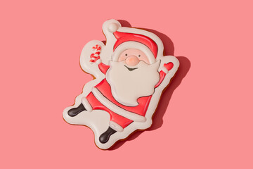 Santa Claus gingerbread on the pink background